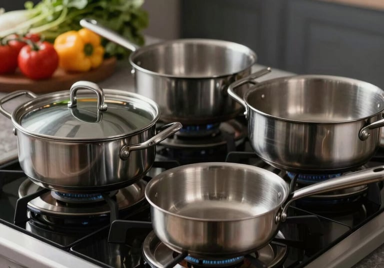 A vibrant display of various Royal Life cooking utensils arranged neatly on a wooden kitchen counter.