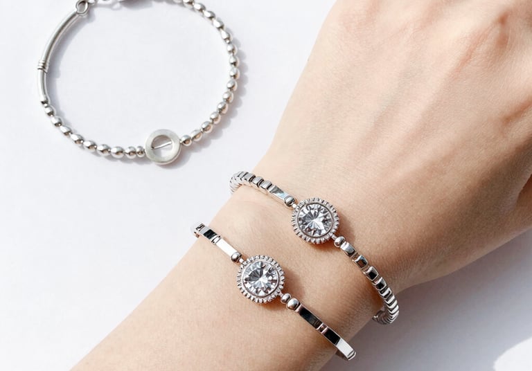 A collection of colorful imitation gemstone rings arranged on a wooden tray