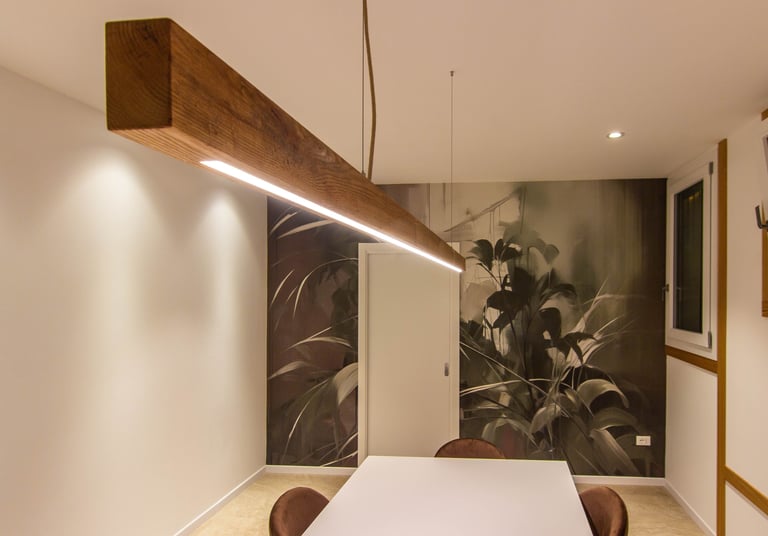 lampadario sospensione pendente artigianale in legno massello luce di qualità led