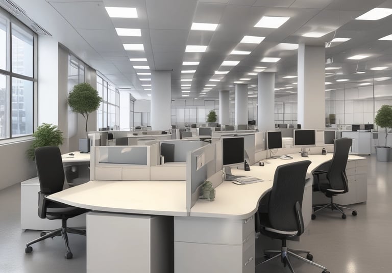 A futuristic control room showcasing interconnected smart home and city infrastructure with robotic monitors.