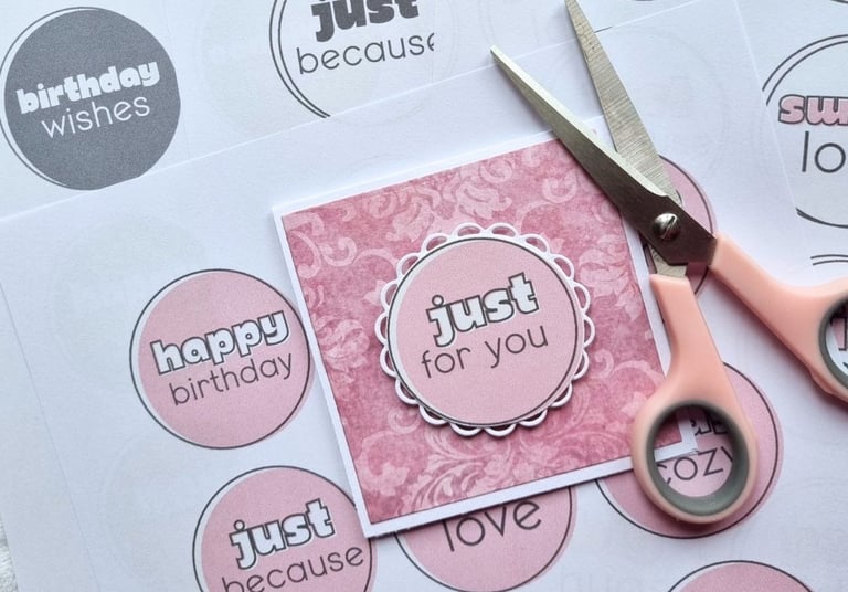 handmade greeting card with "Just for you" sentiment on it
