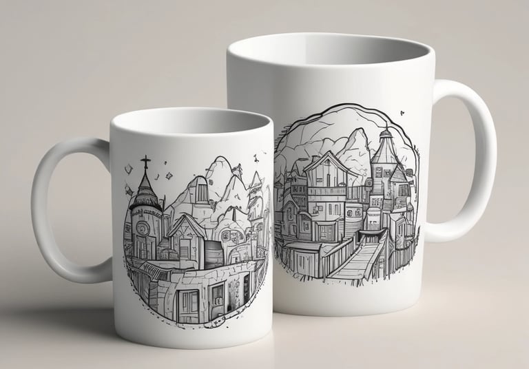 A cozy scene featuring a custom mug filled with steaming coffee, resting on a wooden table beside a laptop.