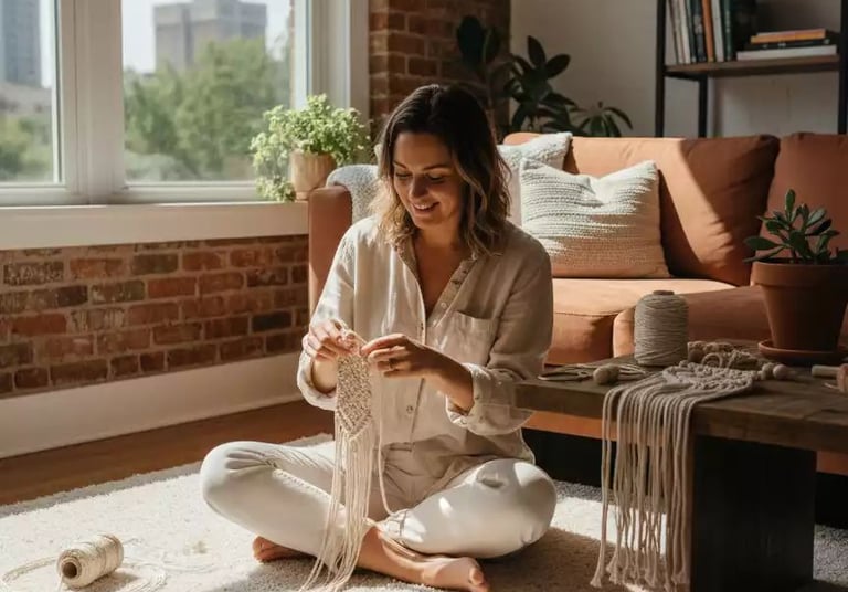 colgante de pared de macramé hecho a mano