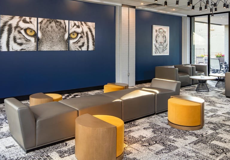 artwork in hotel lobby