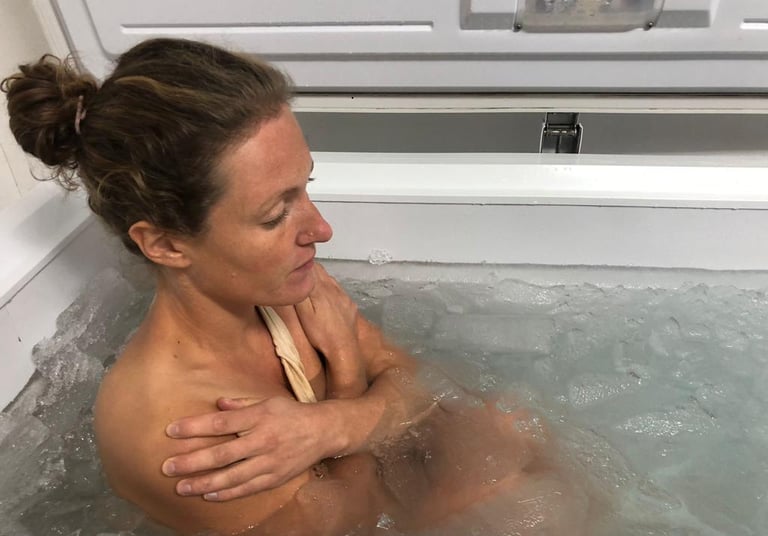 Wim Hof ice bath at yoga retreat in sicily in cefalu