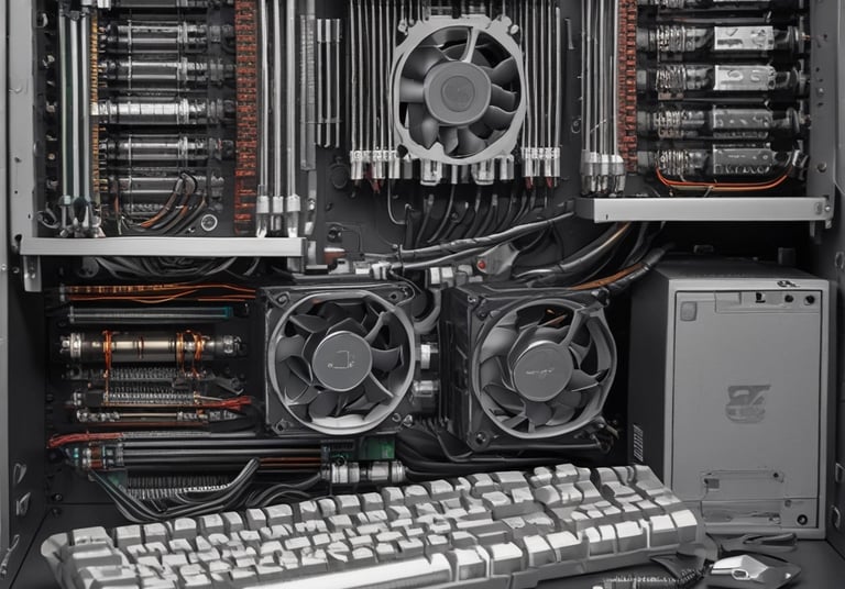 Close-up of a refurbished desktop tower with visible ports and clean design.