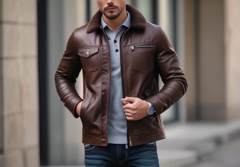 A vintage-style shop window display showcases an array of men's clothing, including two formal coats placed on mannequins. Various patterned shirts hang neatly on a rack in the background. Accessories such as ties and handkerchiefs add a vibrant touch to the scene. A name sign, 'Bill's', is visible at the bottom of the image near a textured street barrier.