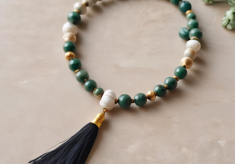 A beautiful display of natural stone necklaces.