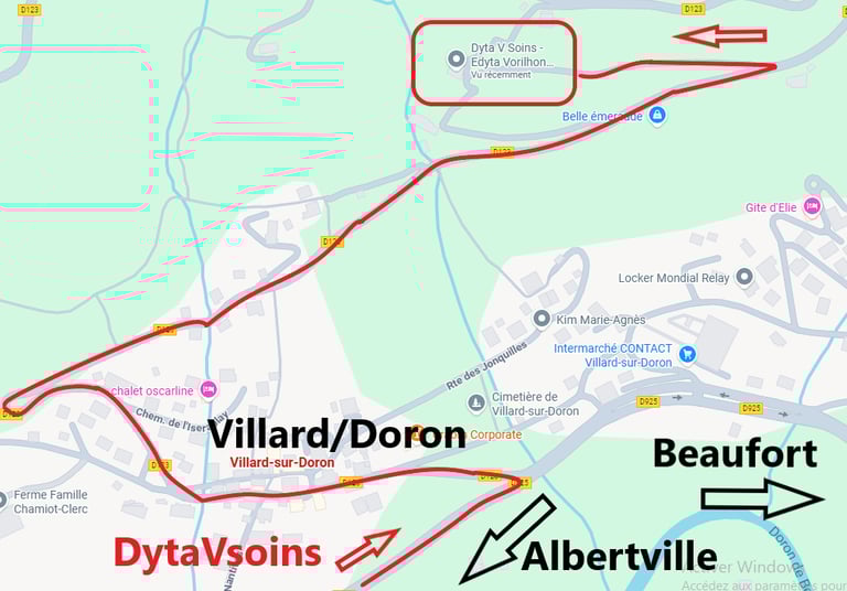 Plan d'accès rapprochés du cabinet Dytavsoins.