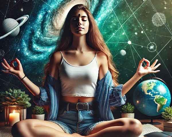 A woman practicing breathwork meditation and pranayama, focusing on deep breathing for relaxation and mindfulness.