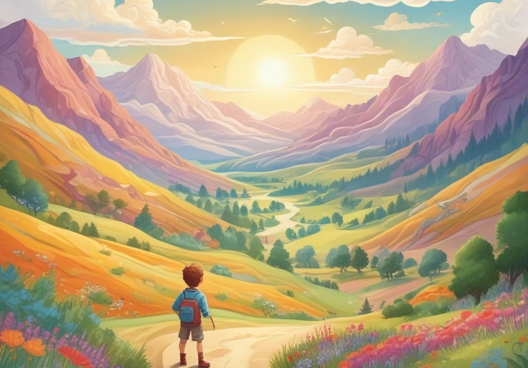 Bright, playful artwork showing a child exploring a jungle with friendly animals.