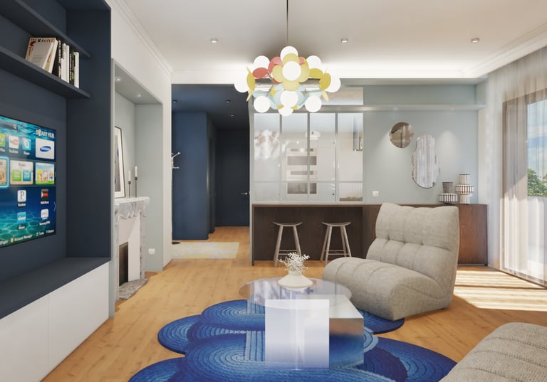 a living room with a television and a television