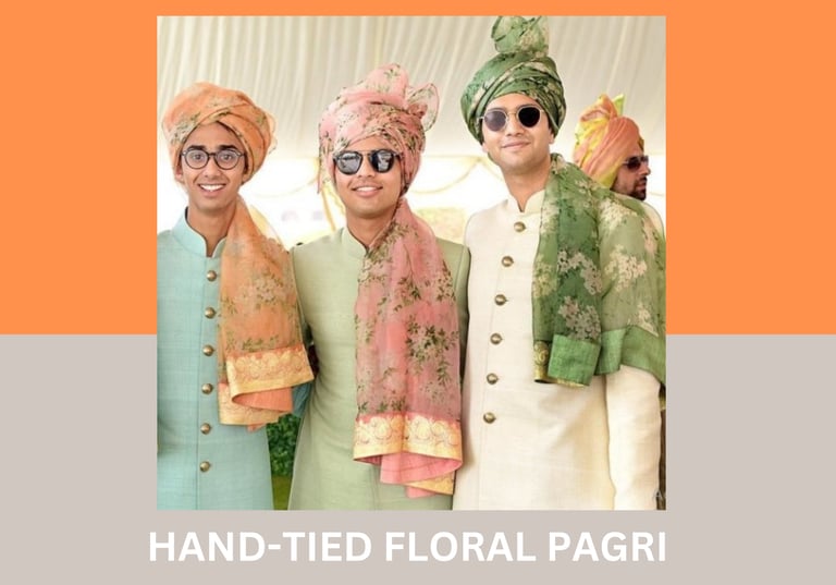 Hand-Tied floral pagri by geet events