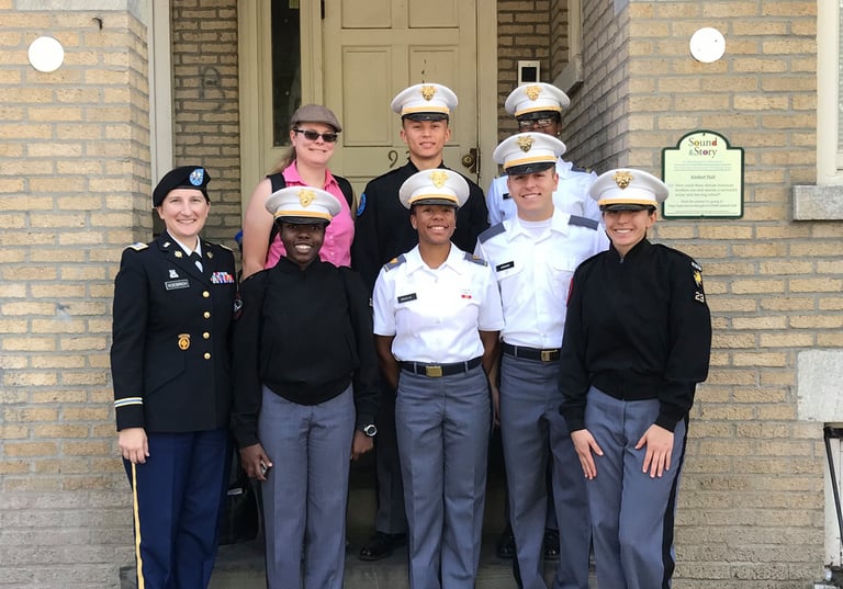 Dr. Hooton, back left, with students and instructor on Black history walking tour in Newburgh, NY.