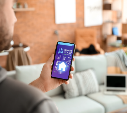 a man holding a phone with a smart phone in his hand