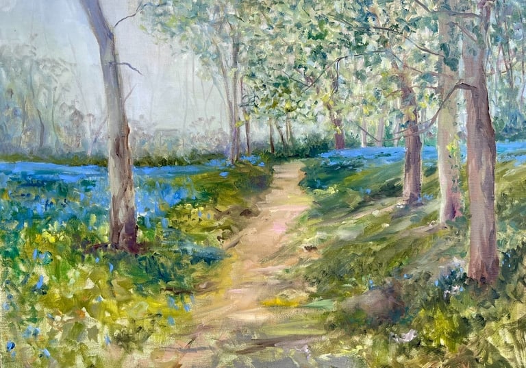 oil painting of bluebells in normandy 