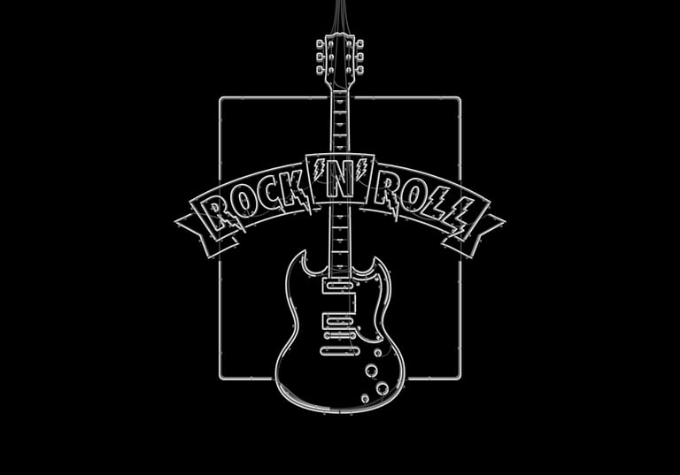 Rock'N'Roll guitar neon sign tube layout