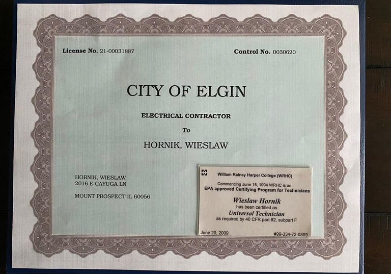  Licensed residential electrical contractor