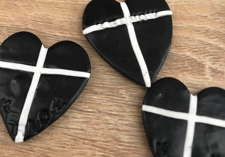 Polymer clay hearts. Kernow. Handmade. Personalised. Gift.