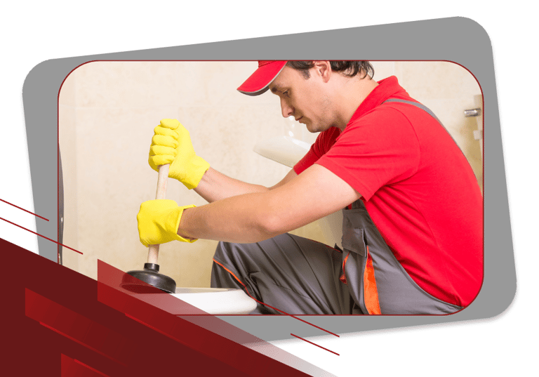 a man in a red shirt and yellow gloves
