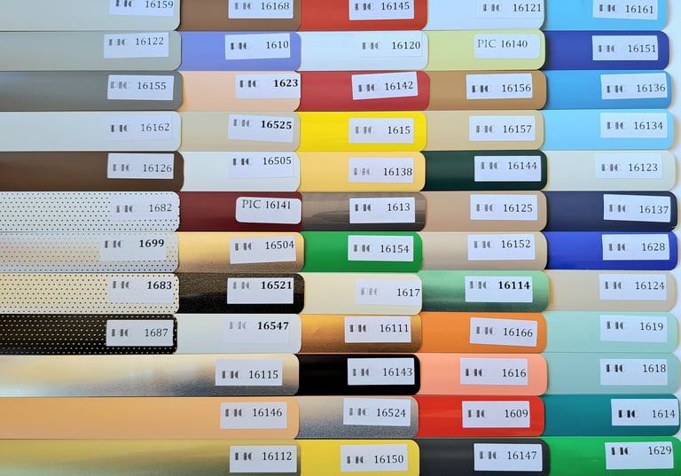 Paletar culori jaluzele orizontale din aluminiu - ASIROLL - Autorom Service Intermational Bucuresti