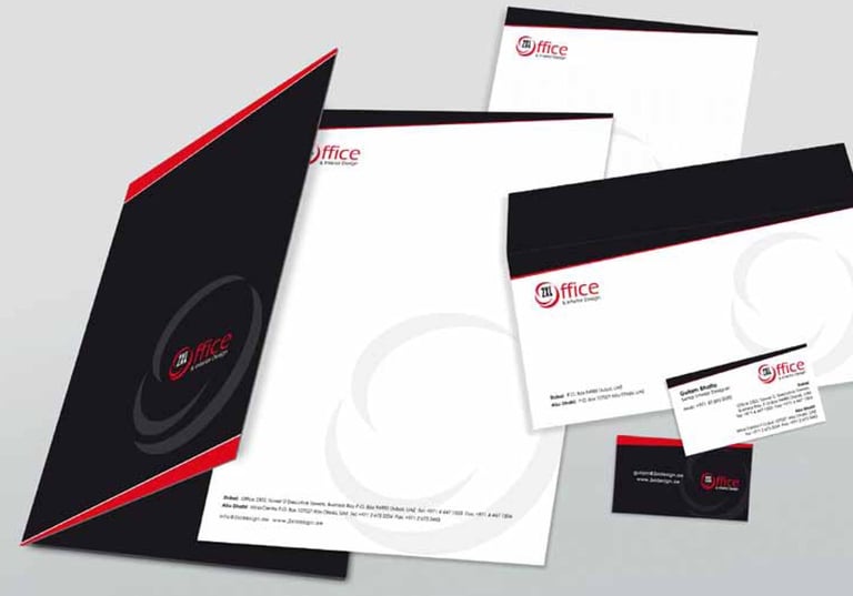 stationery, business cards, letter head, folder