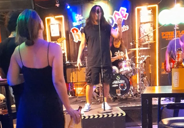 Singer on stage at Rock Zone Bar near Soi 94 in Hua Hin