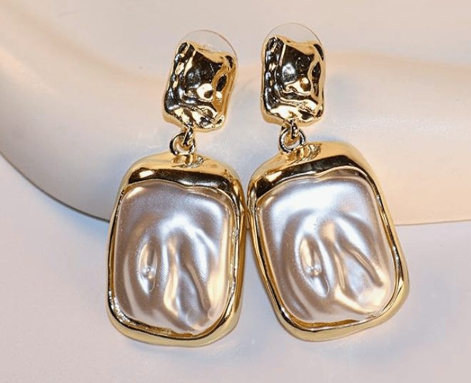 WHITE STONE BIG EARRINGS