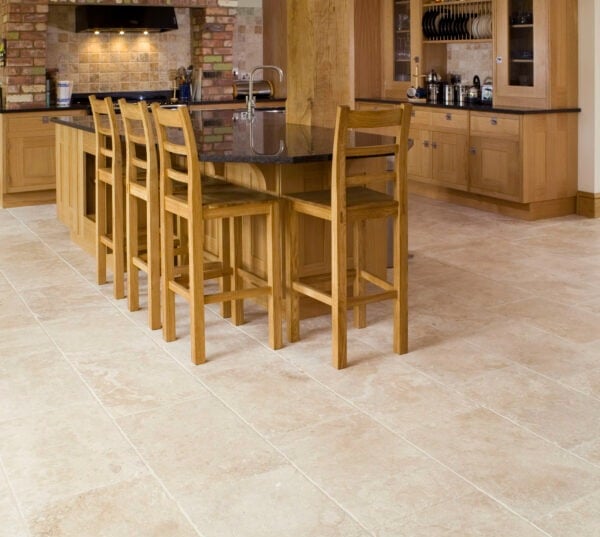 Travertine after restoration, gives a warmth and contras with the unique patterns in the stone.