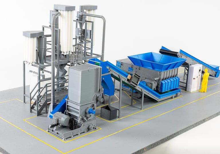 maquette industrielle recyclage broyeur