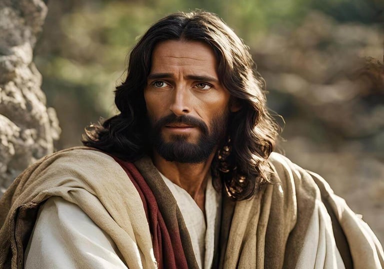 Artistic depiction of Jesus looking outward, symbolizing compassion, trust, and invitation.