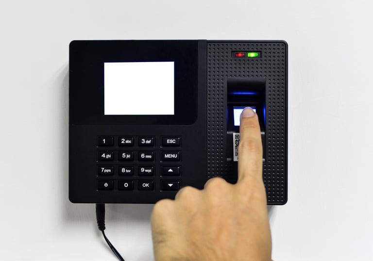 a person is pressing a button on a access control system