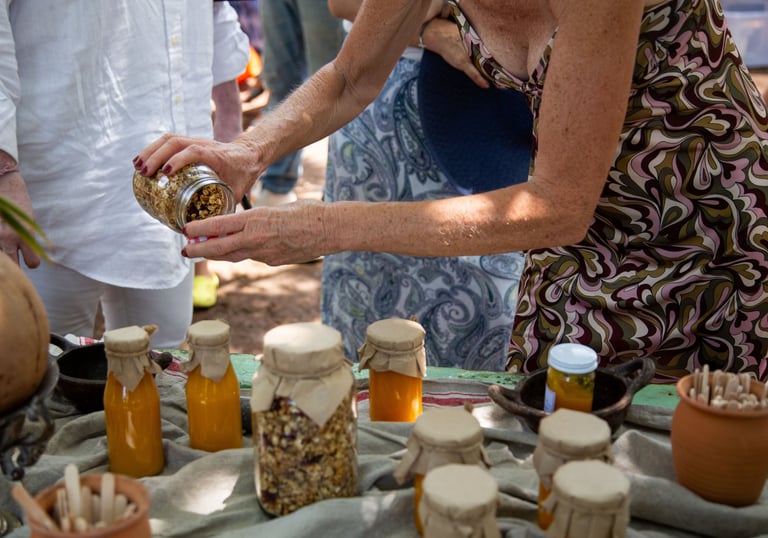 tasting organic produce at plaza mango verde event