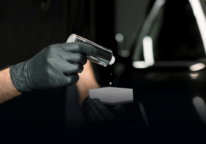 Applying advanced nano ceramic coating to a car for enhanced protection and shine in Riyadh