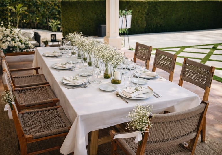 Table set for an intimate wedding with personalized gastronomic service