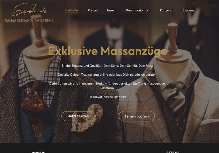 Website für Massanzüge in Affoltern am Albis