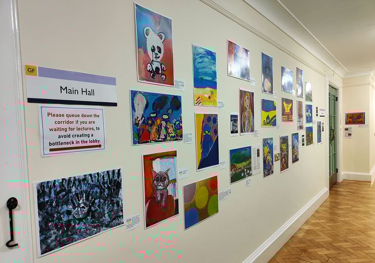 Oxford university display of Ukrainian internally displaced children