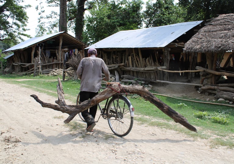 villageois ayant ramassé du bois