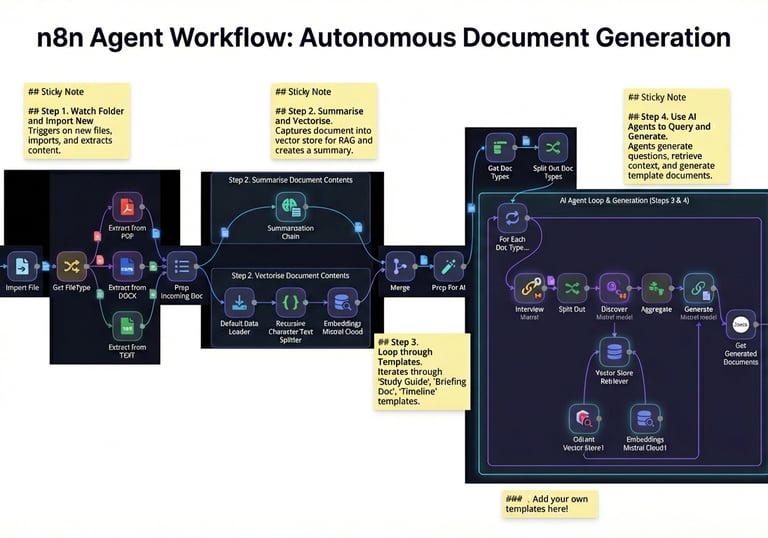 a flow diagram of n8n workflow