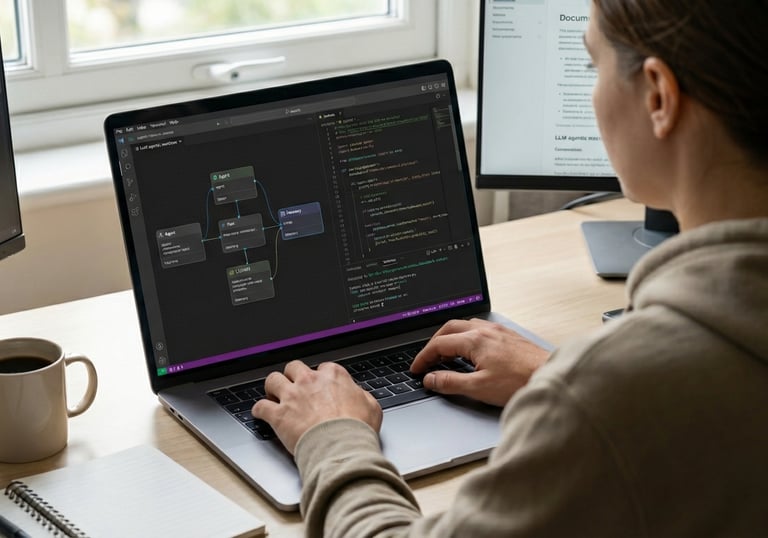 over the shoulder view of coder