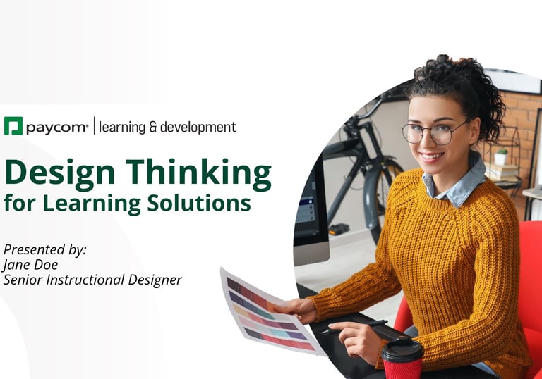 Screenshot of the title slide for a presentation called "Design Thinking for Learning Solutions."