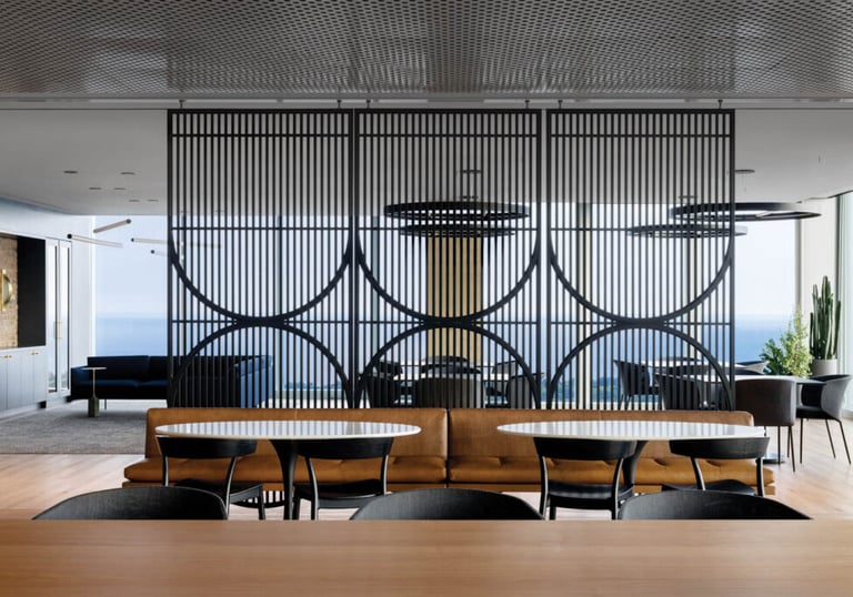 Modern metal sliding dividing wall in BCG offices, made by Pengelly