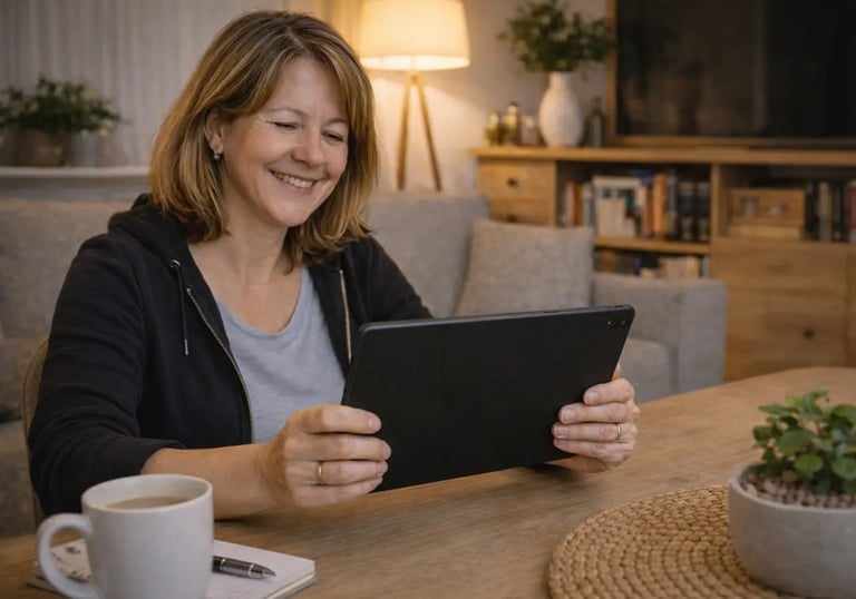 femme avec chat en appartement qui est heureuse de ne plus s'occuper de l'entretien de la litière