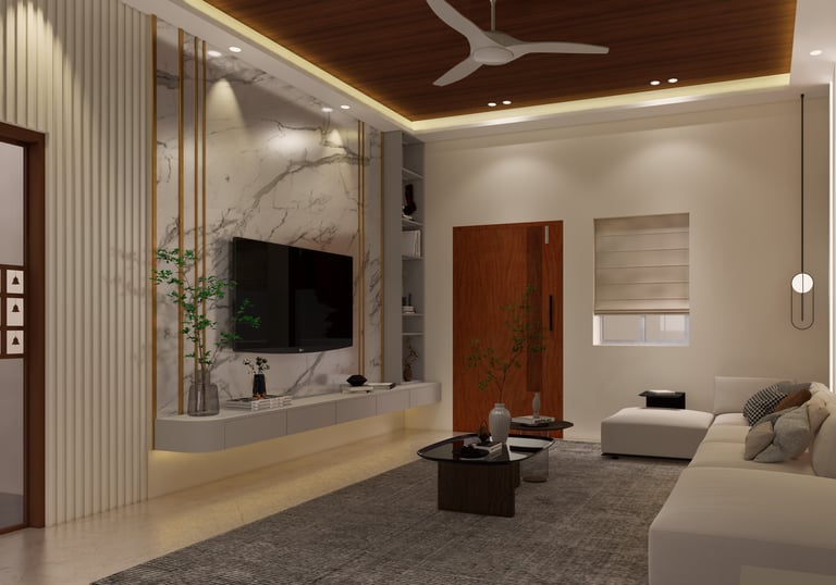 Eco-friendly home design in India with natural lighting and rainwater harvesting systems.
