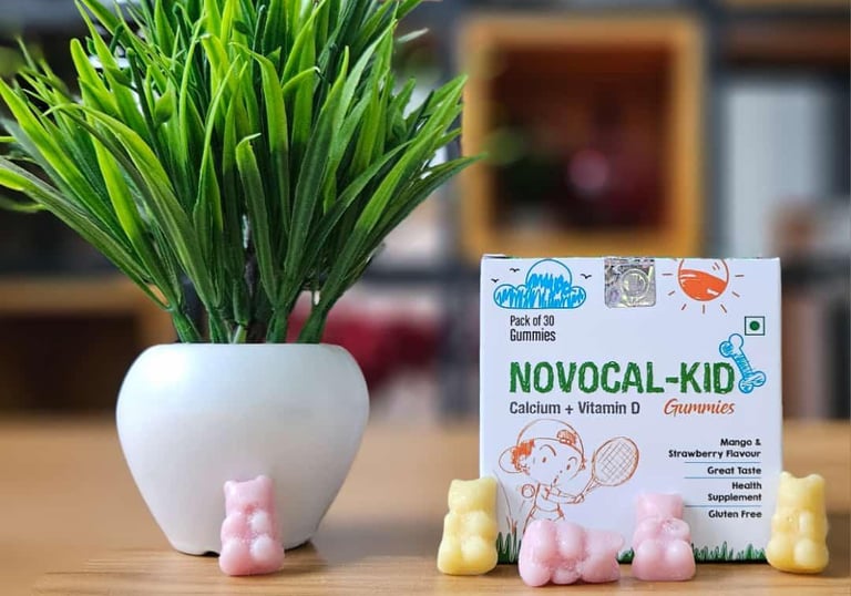 Novocal Kid Gummies – Delicious Calcium & Vitamin D3 gummies for strong bones, healthy teeth, growth