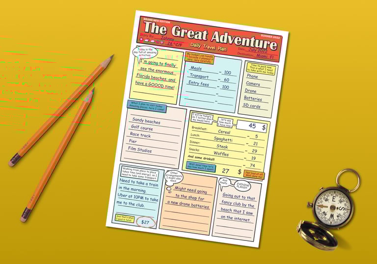 Comic book style holiday and travel planners