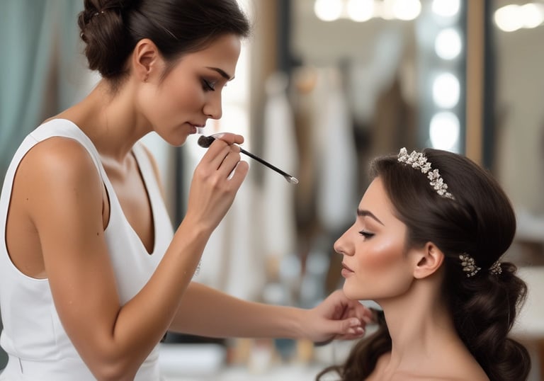 A beautifully decorated event hall with elegant lighting and tables set for a celebration.