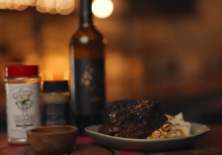 Red Wine Braised Short Ribs Over Garlic Mashed Potatoes