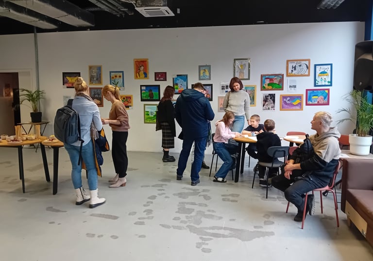 Polish event showing paintings by kids affected by war