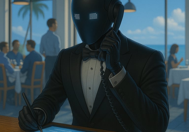 a man in a suit and tie is holding a tablet computer